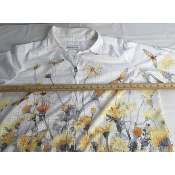 Alfred Dunner Shirt Womens XL White Floral Butterfly Button Front 3/4 Sleeve - Picture 11 of 16